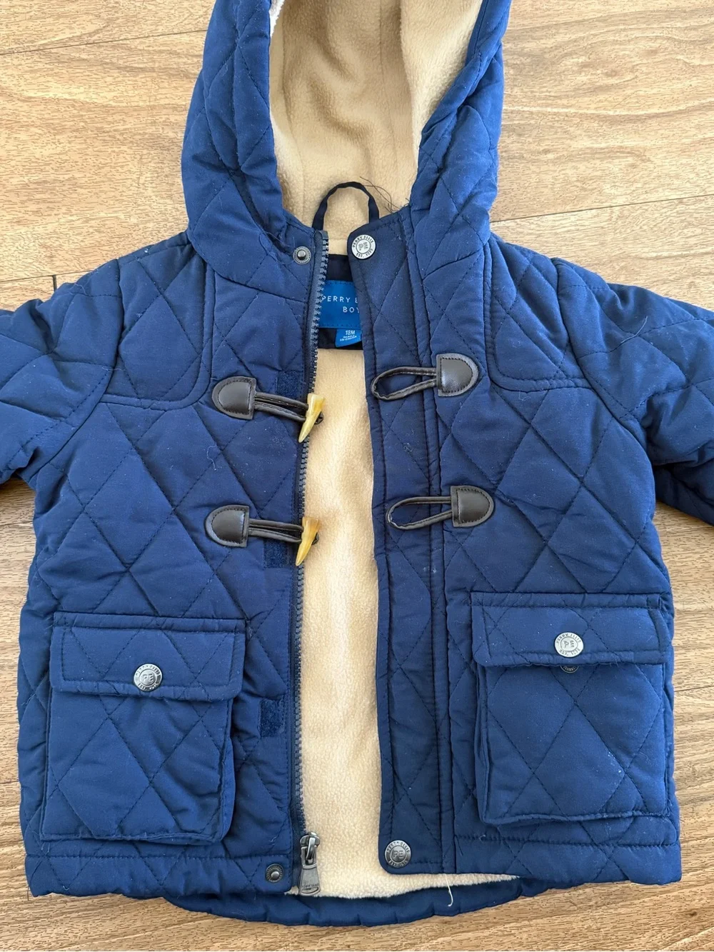 Perry Ellis Navy Quilted Hooded Kids Jacket